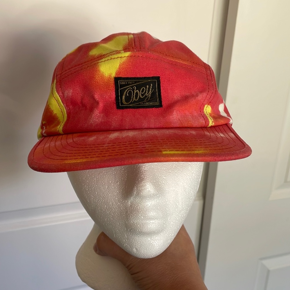 Obey Red Yellow Tie Dye Hat Adjustable Streetwear